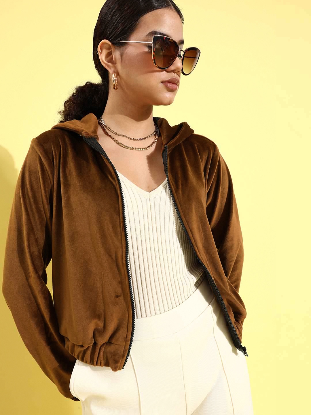 

Athena Women Brown Velour Tailored Jacket
