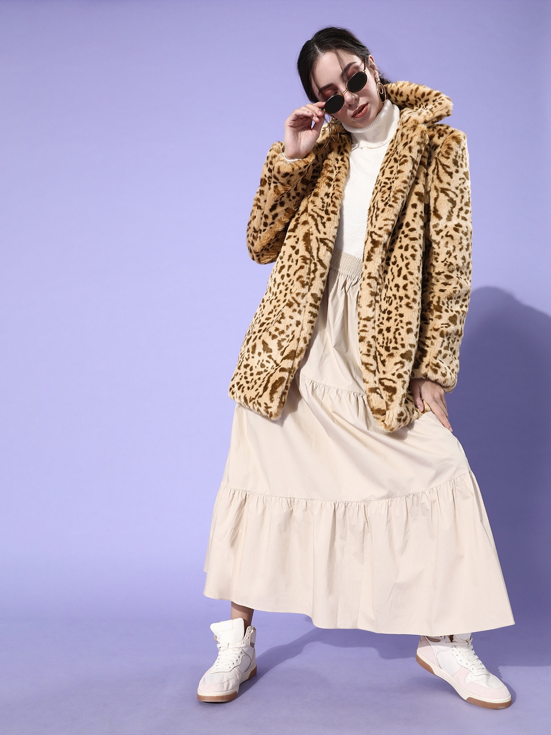 

Athena Women Chic Brown Animal Printed Coat