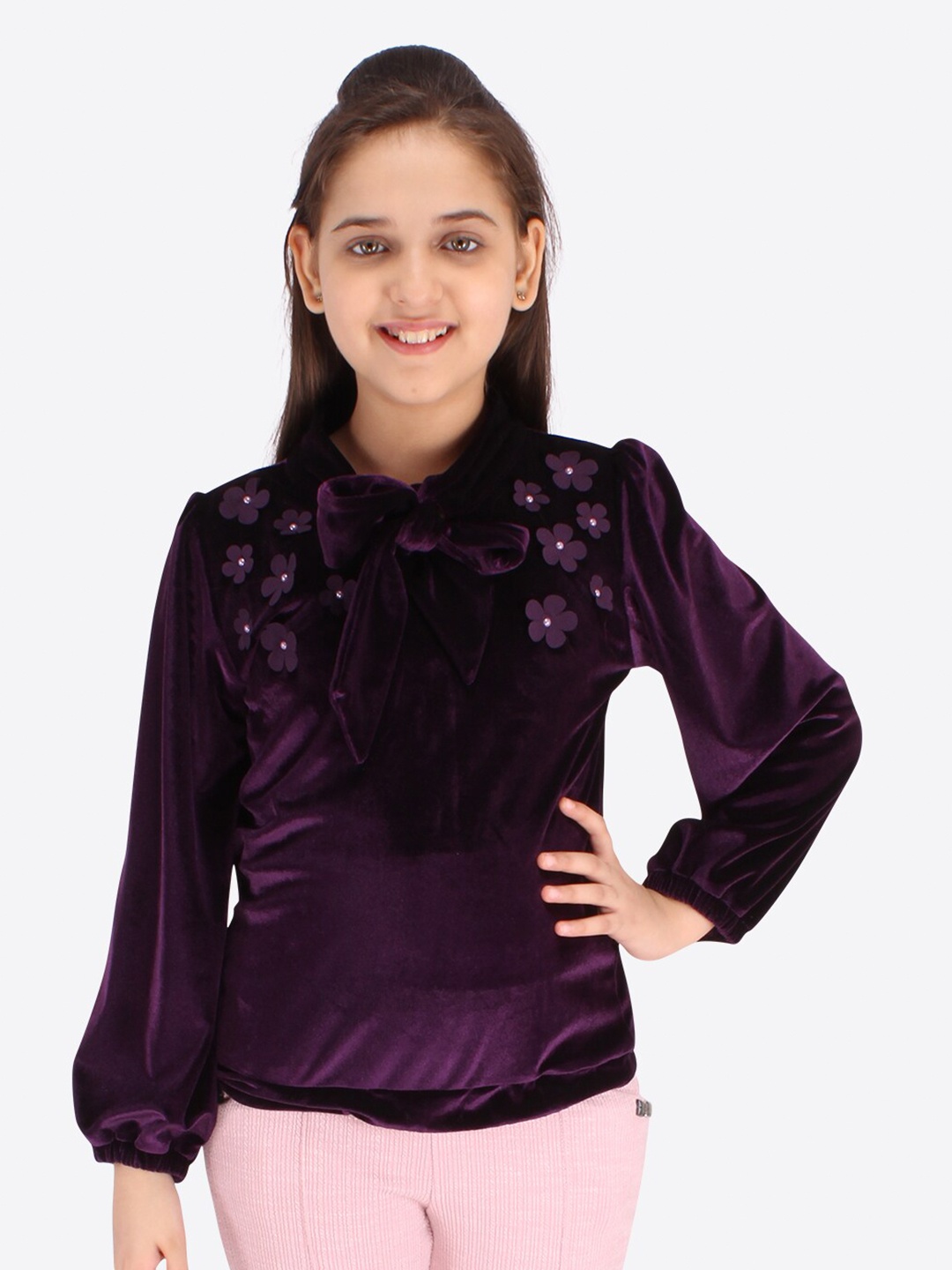 

CUTECUMBER Girls Purple Full Sleeves Top