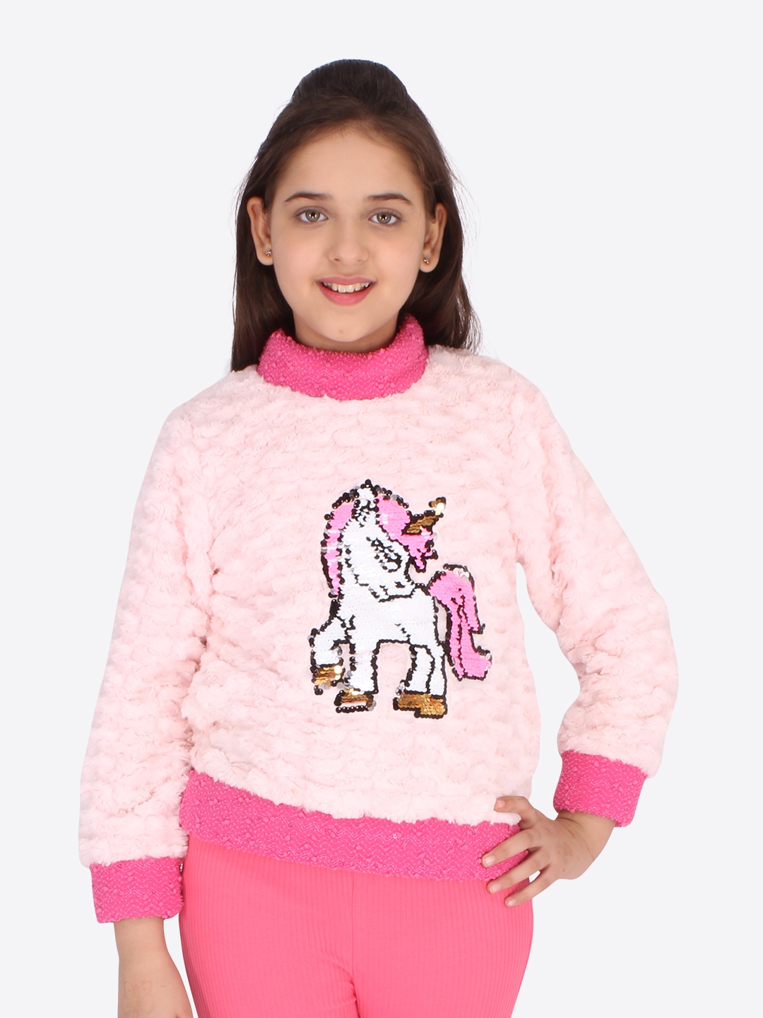 

CUTECUMBER Girls Pink Embellished Sweatshirt