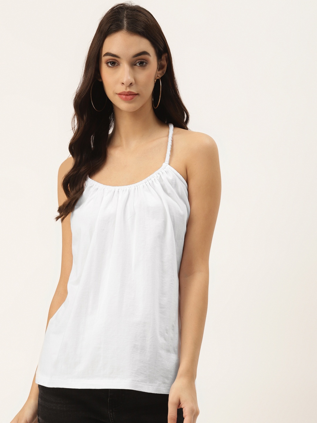 

BRINNS Women White Solid Styled Back Top