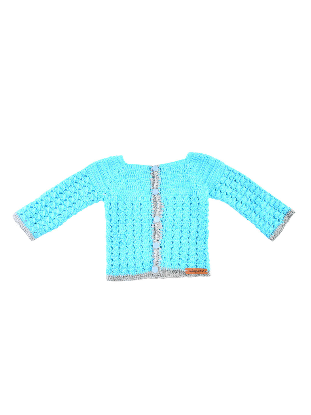 

The Original Knit Unisex Kids Blue & Grey Open Knit Acrylic Cardigan