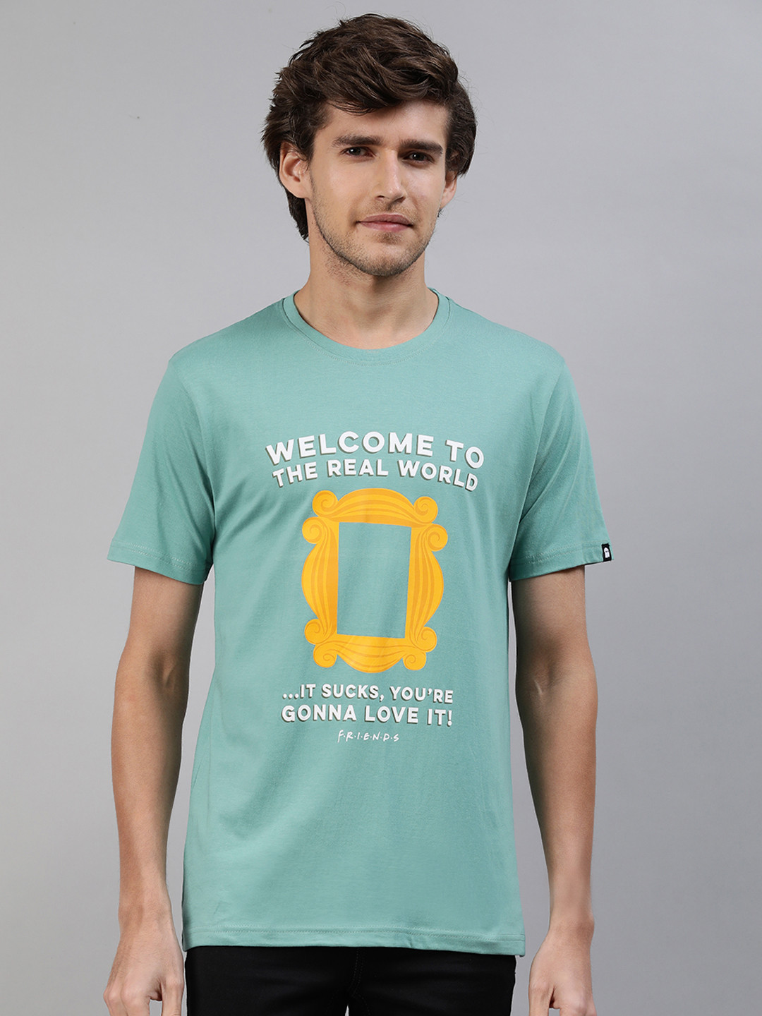 

The Souled Store Men Teal Graphic Printed Casual T-shirt