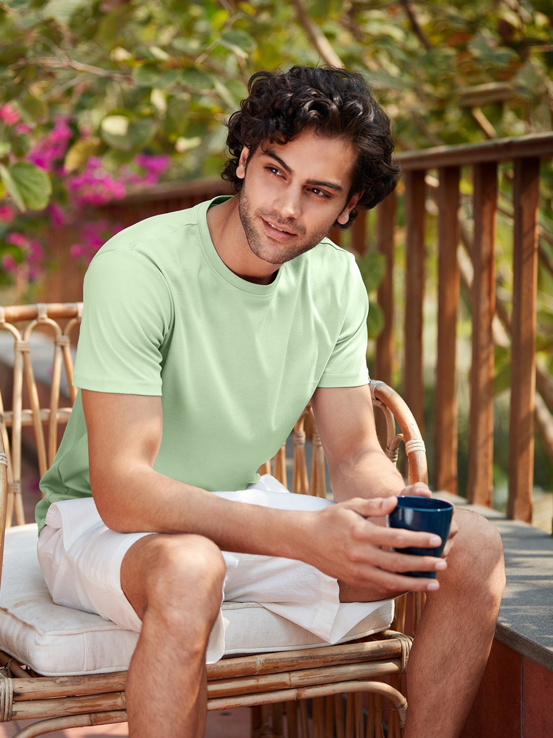 

The Souled Store Men Light Green Solid Casual T-shirt