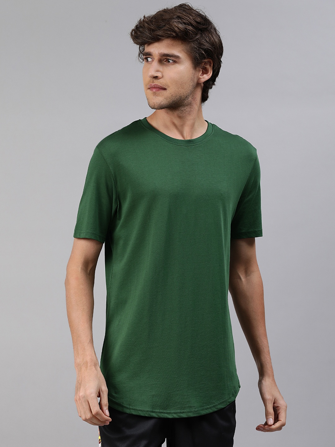 

The Souled Store Men Green Solid Round-Neck T-shirt