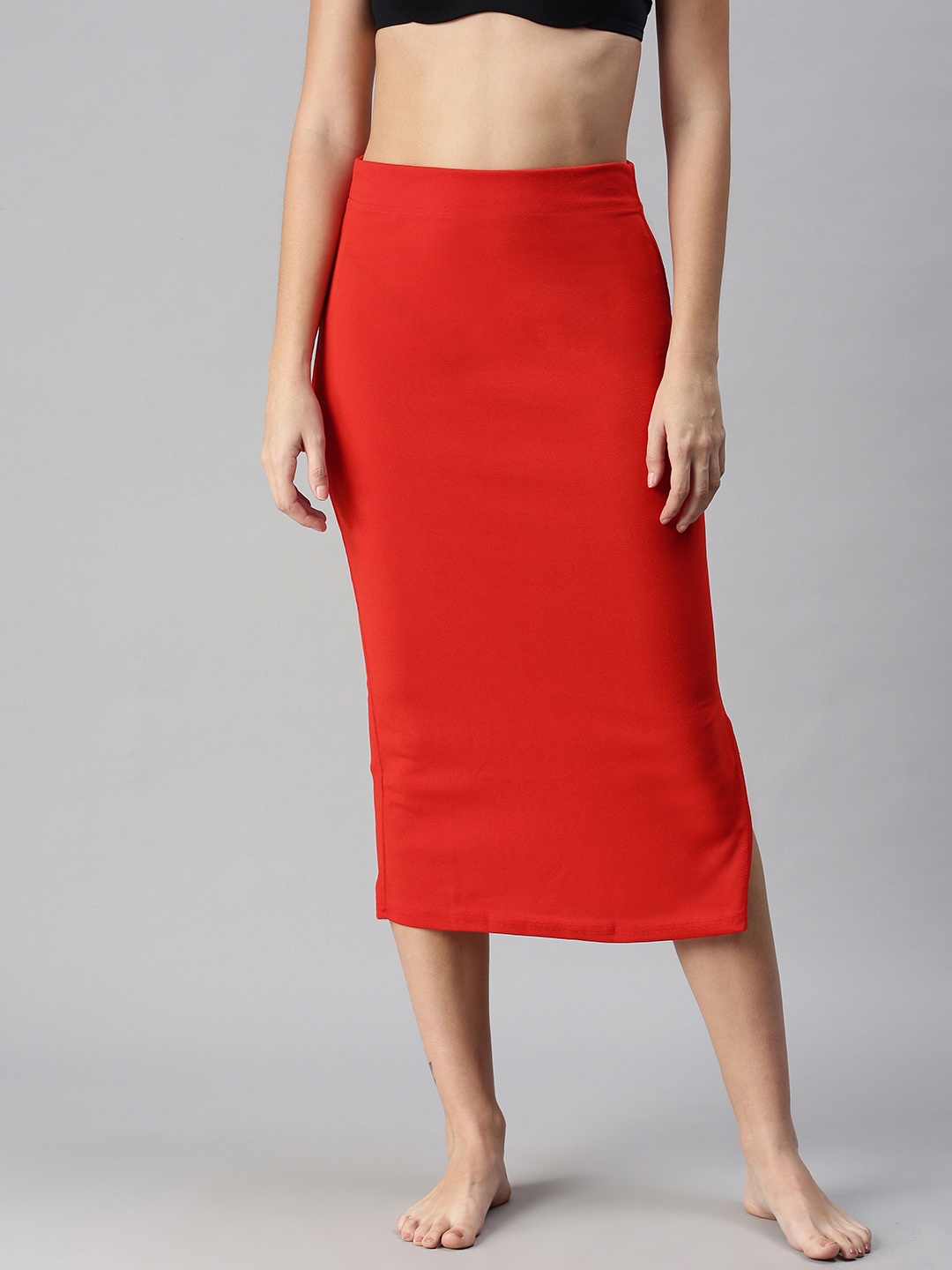 

Selvia Red Side Slit Saree Shapewear 180TK117
