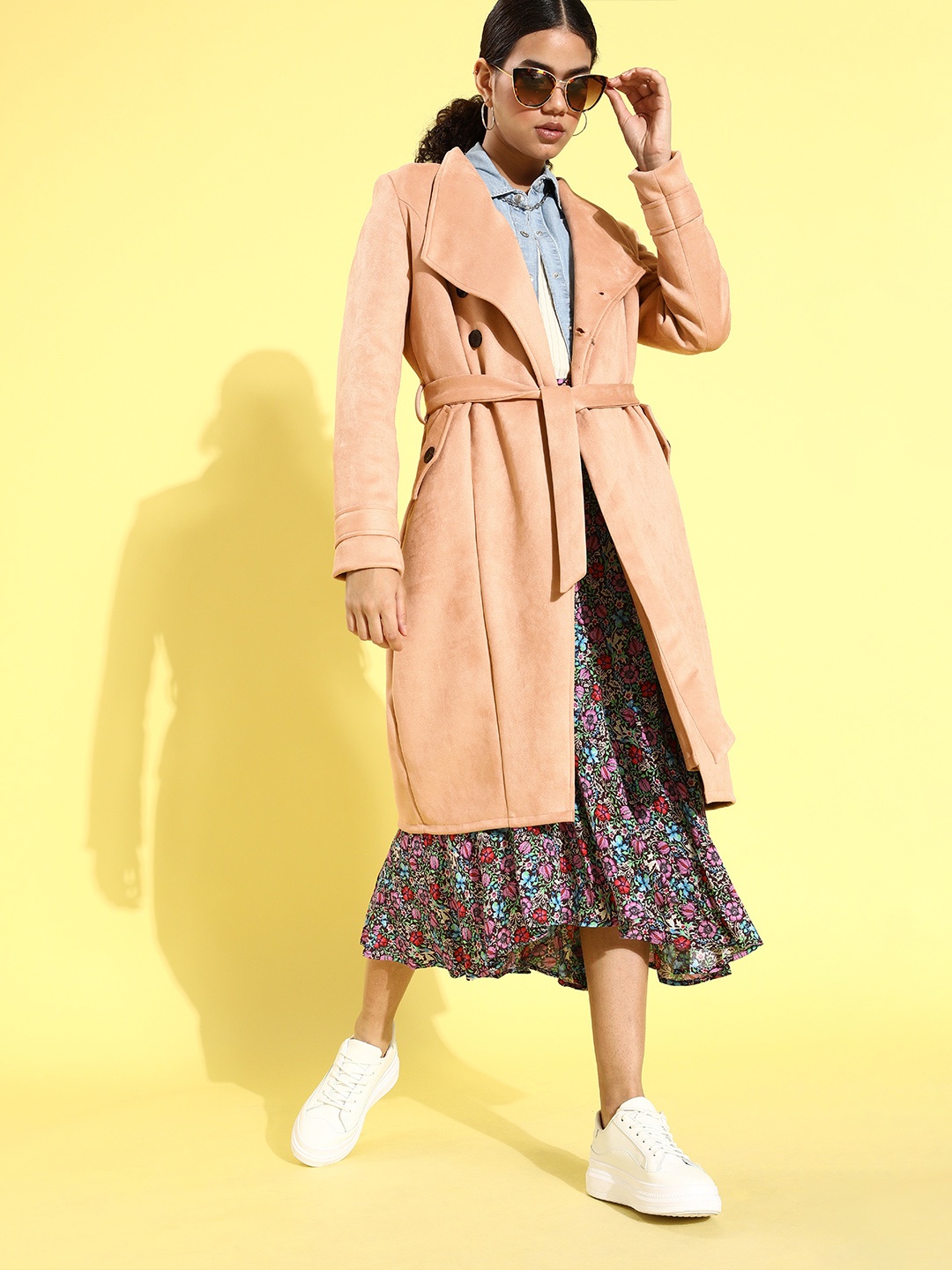 

Athena Women Beige Solid Trench Coat