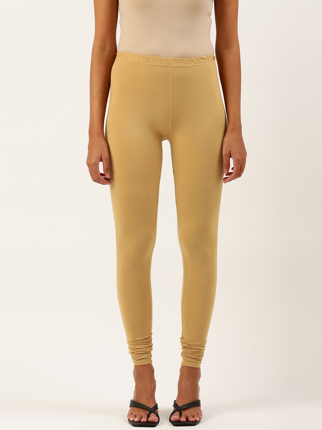 

CHICQUITA Women Khaki Solid Liva Churidhar Leggings