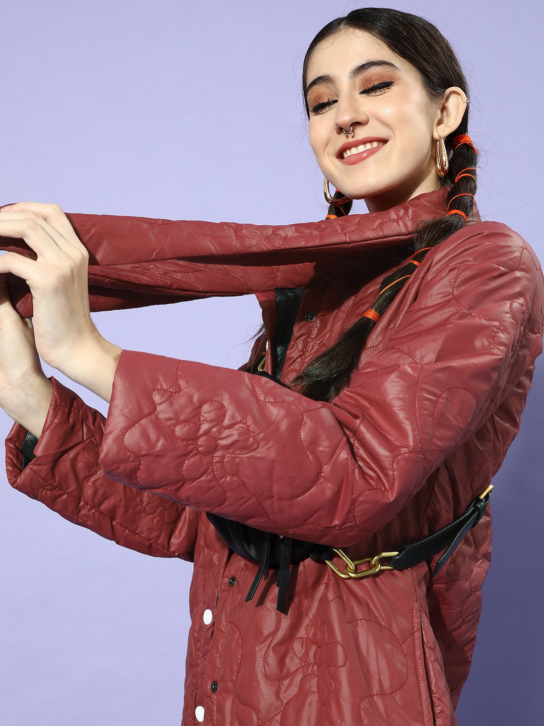 

Athena Women Maroon Lightweight Quilted Jacket
