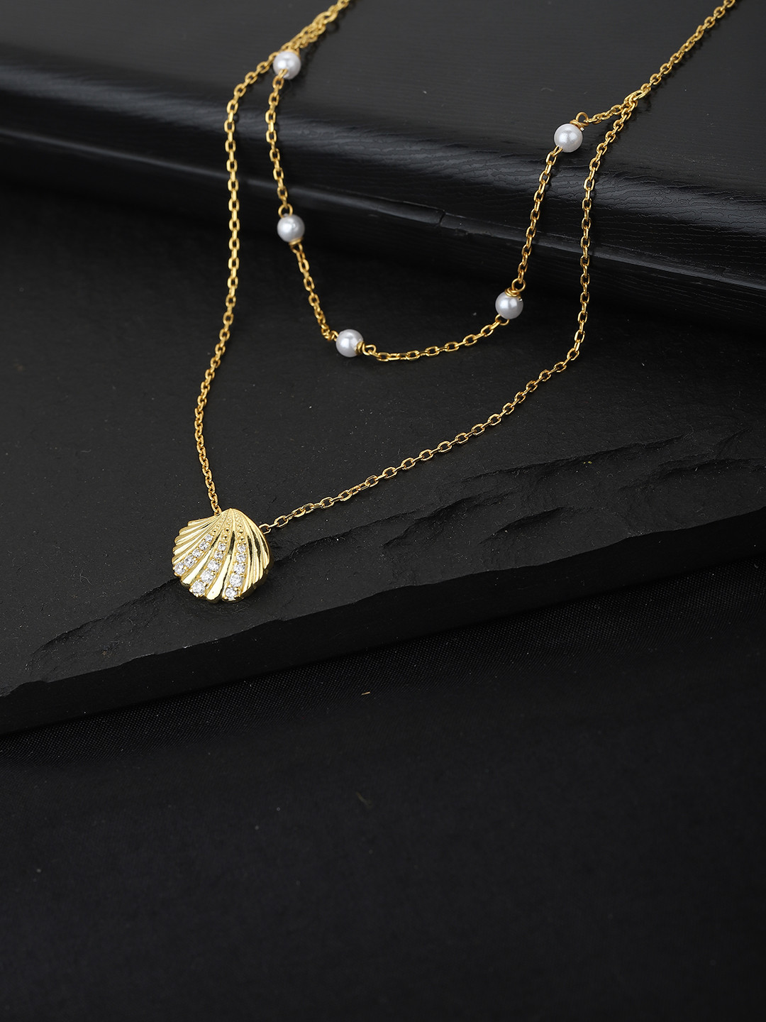 

Carlton London Gold-Plated CZ Studded Layered Necklace