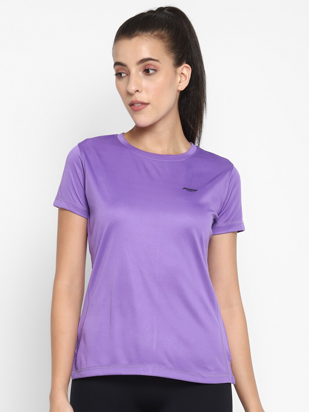 

FURO by Red Chief Women Purple Extended Sleeves Cut Outs T-shirt