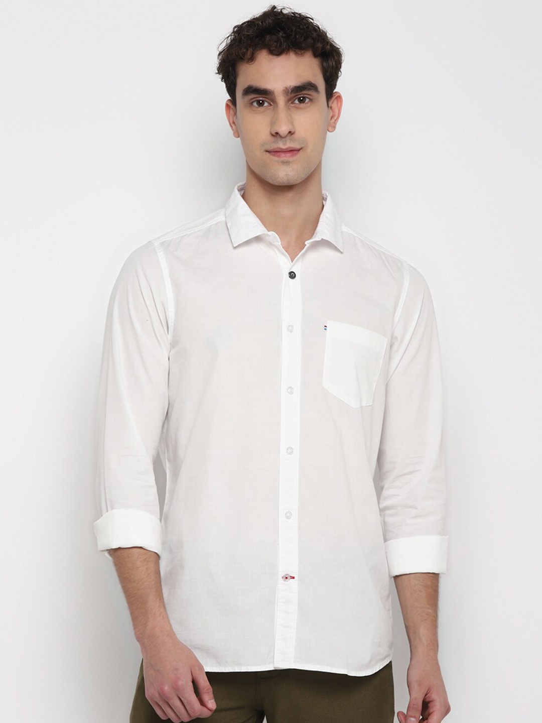 

Red Chief Men White Opaque Casual Shirt