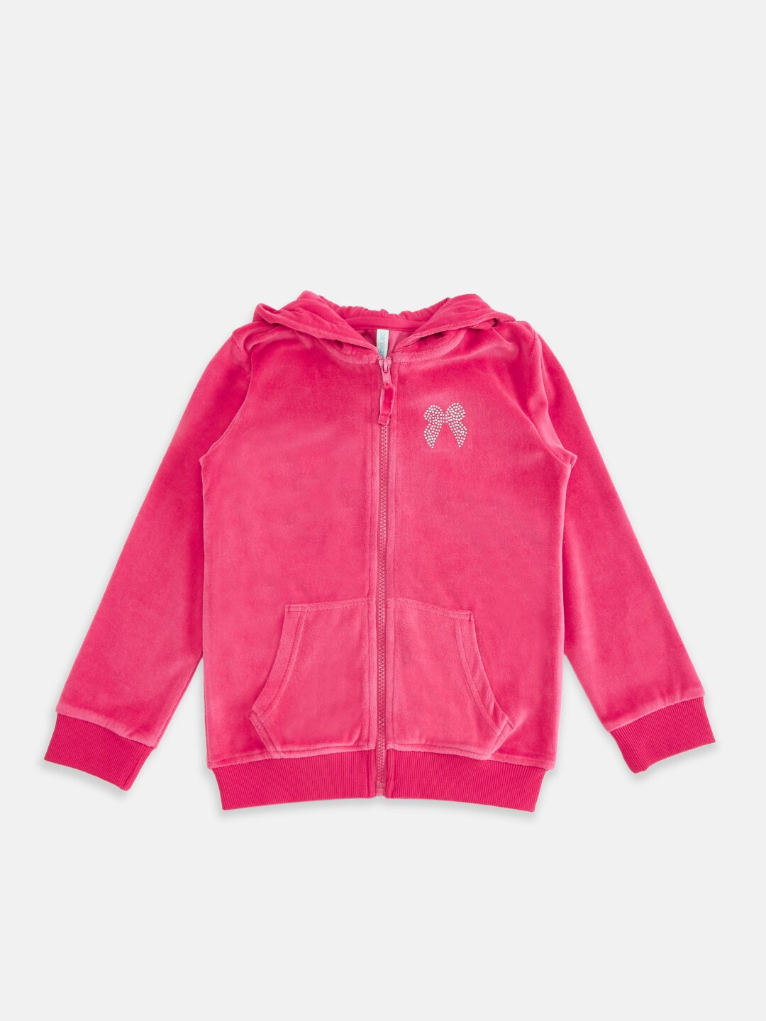 

Pantaloons Junior Girls Pink Solid Pure Cotton Sweatshirt