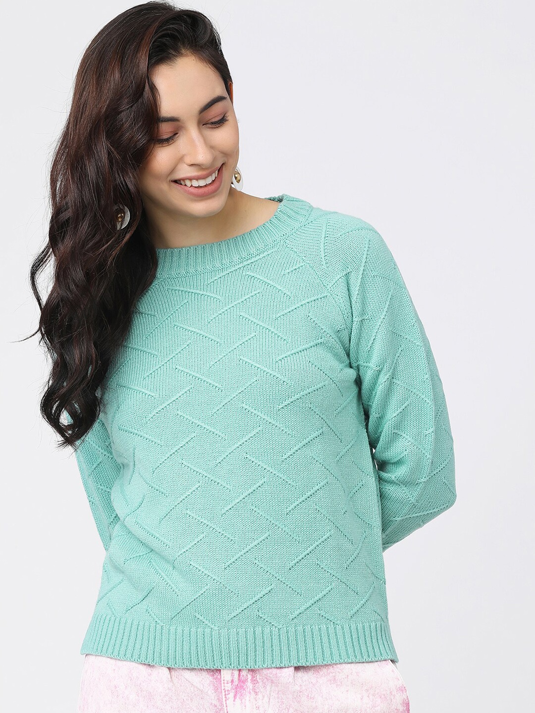 

Tokyo Talkies Women Blue Acrylic Pullover