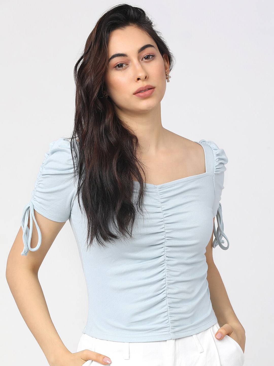 

Tokyo Talkies Blue Striped Regular Top