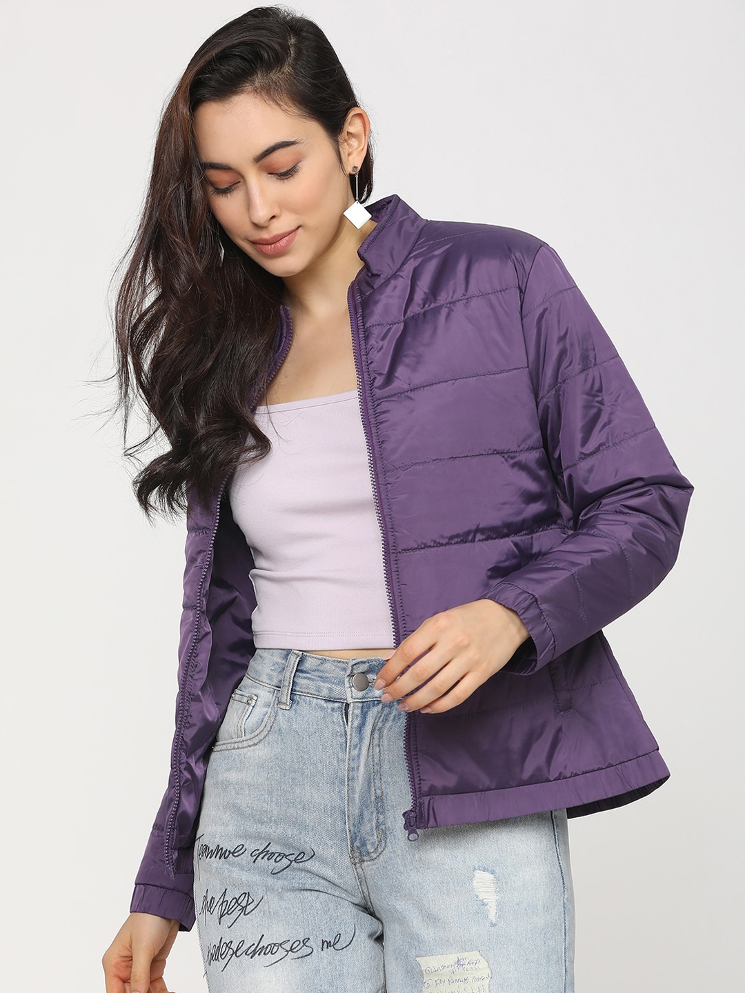 

Tokyo Talkies Women Purple Puffer Jacket
