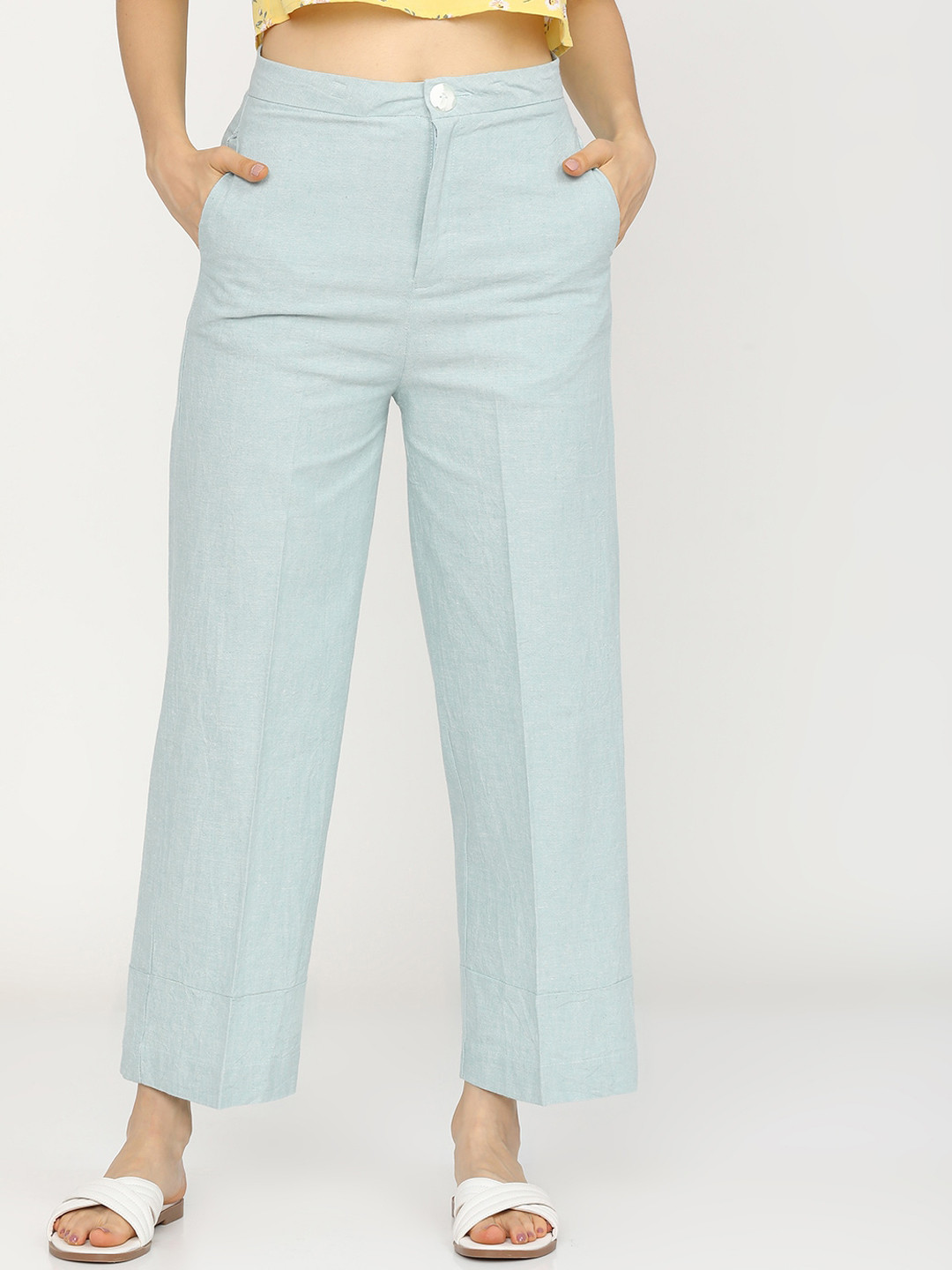 

Tokyo Talkies Women Green Tapered Fit Easy Wash Parallel Trousers