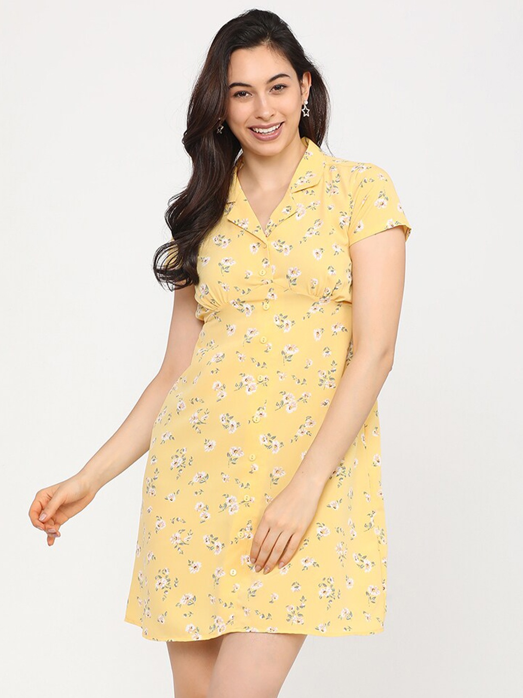 

Tokyo Talkies Yellow Floral A-Line Dress