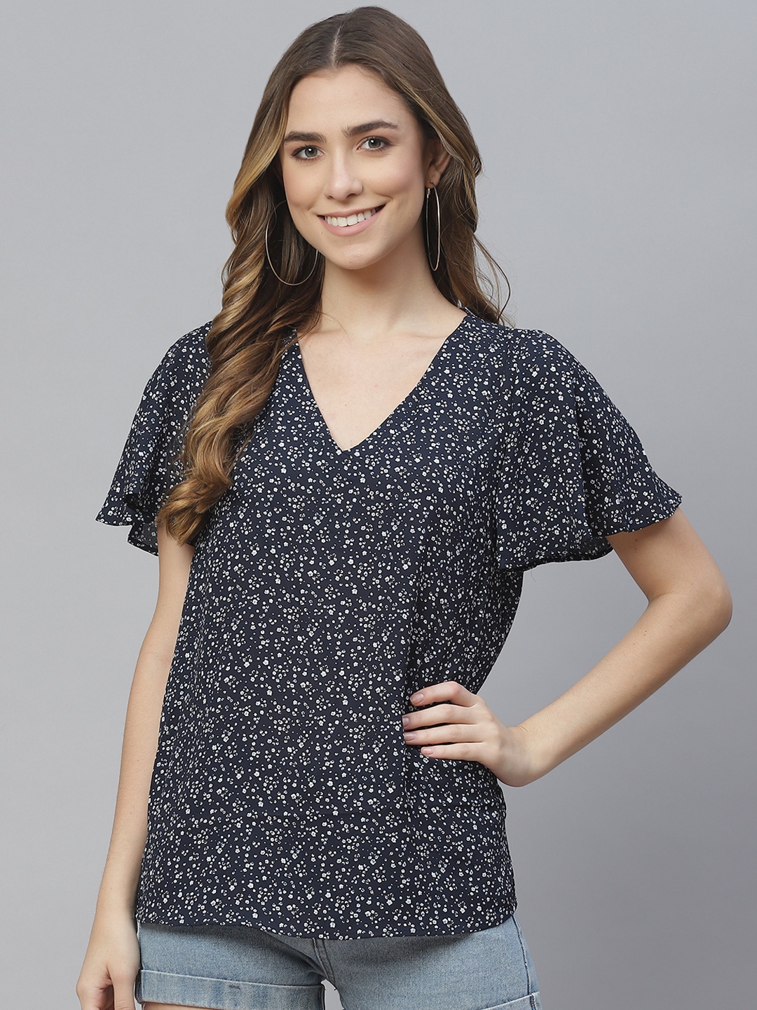 

Marks & Spencer Navy Blue Floral Regular Top
