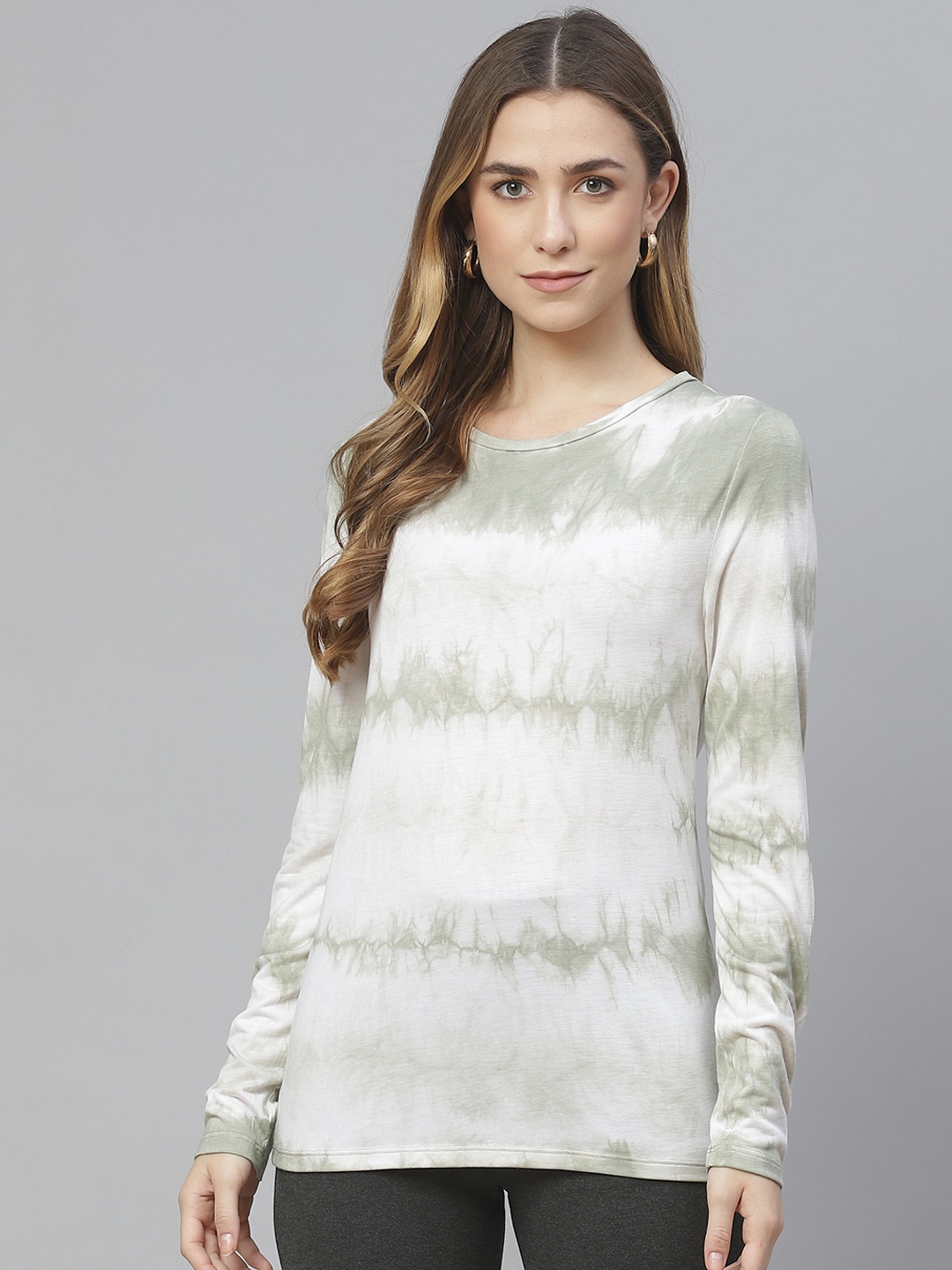 

Marks & Spencer Green & White Tie and Dye Regular Top