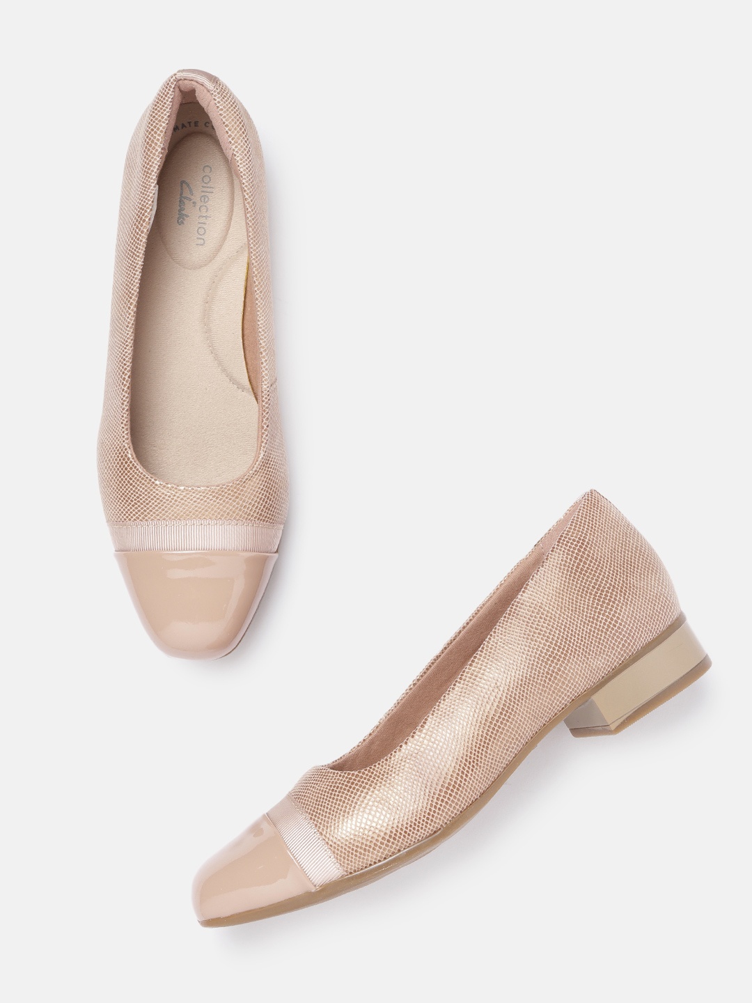 

Clarks Women Dusty Pink & Gold-Toned Textured Ballerinas