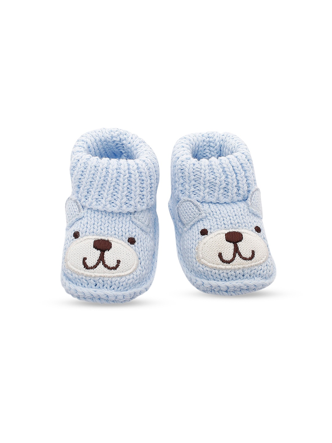 

Baby Moo Infants Kids Blue & White Self-Design Socks Booties