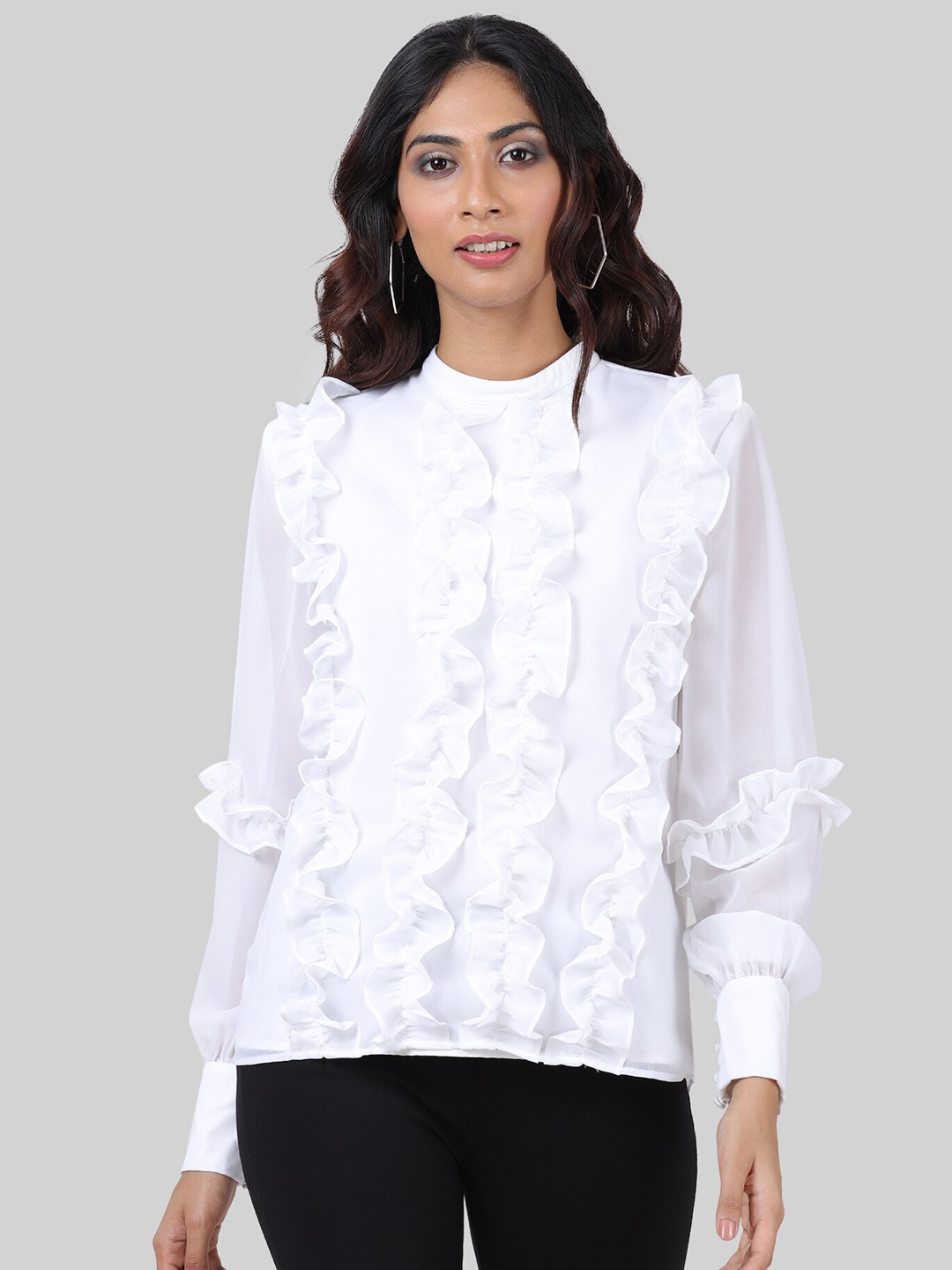 

ATTIC SALT White Georgette Regular Top