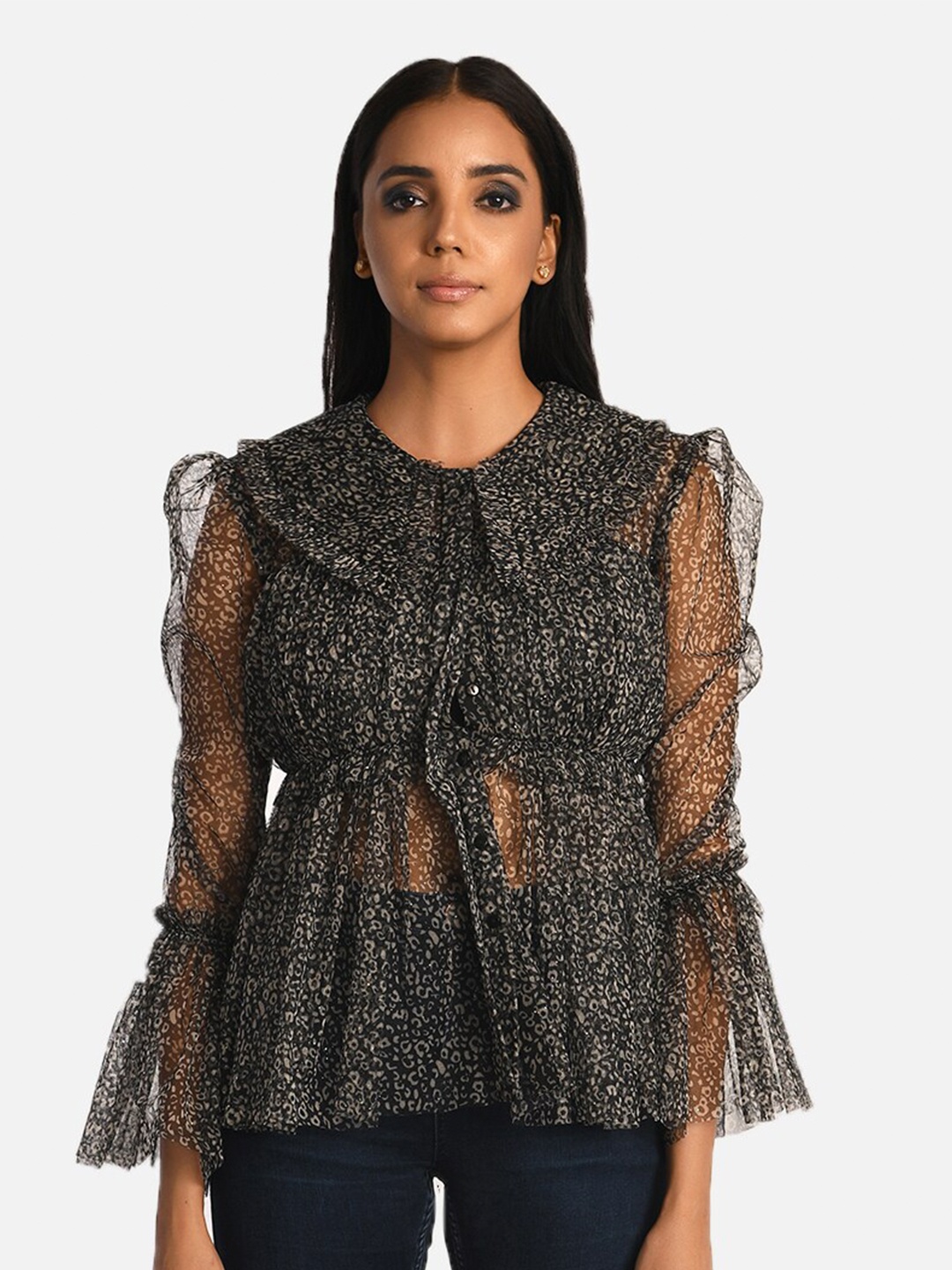 

ATTIC SALT Black Georgette A-Line Top