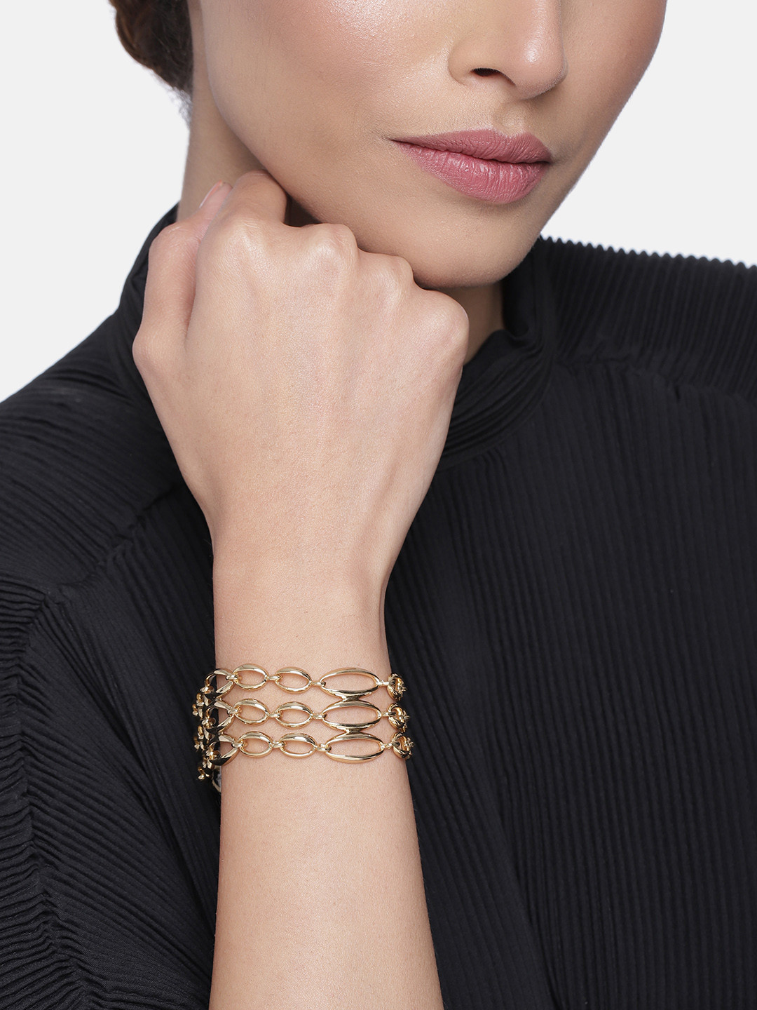 

Estele Women Silver-Toned Handcrafted Silver-Plated Link Bracelet