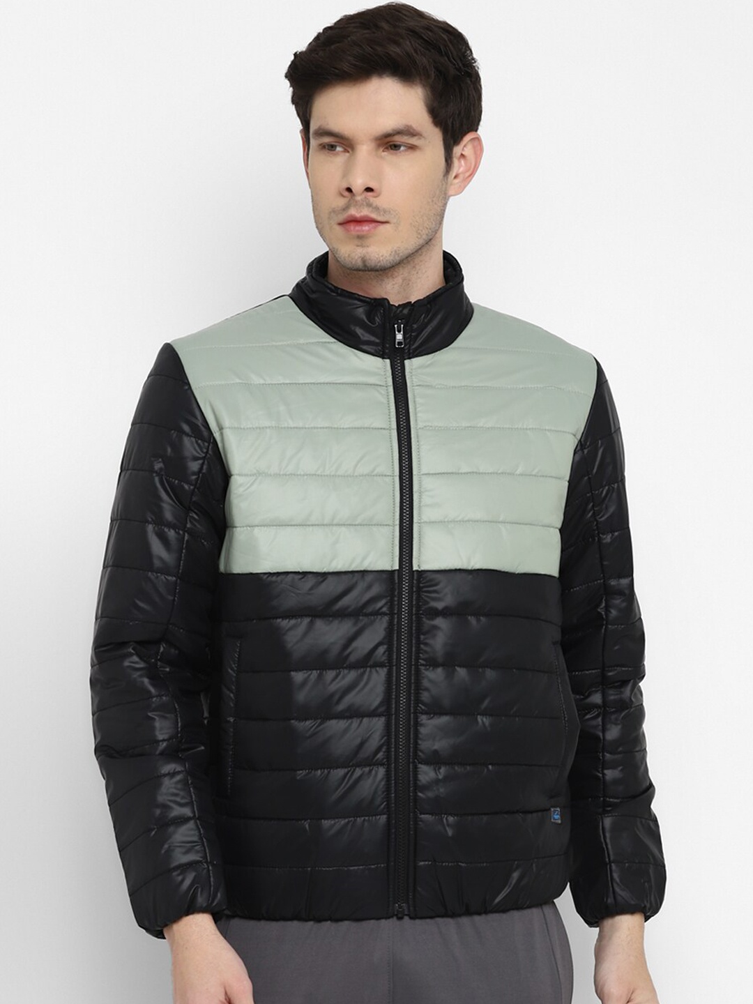 

FURO by Red Chief Men Green & Black Colourblocked Water Resistant Padded Jacket