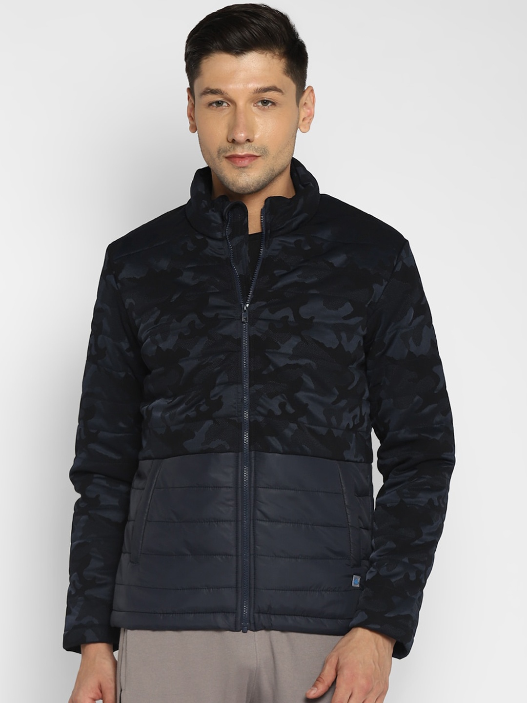 

FURO by Red Chief Men Navy Blue Camouflage Water Resistant Padded Jacket