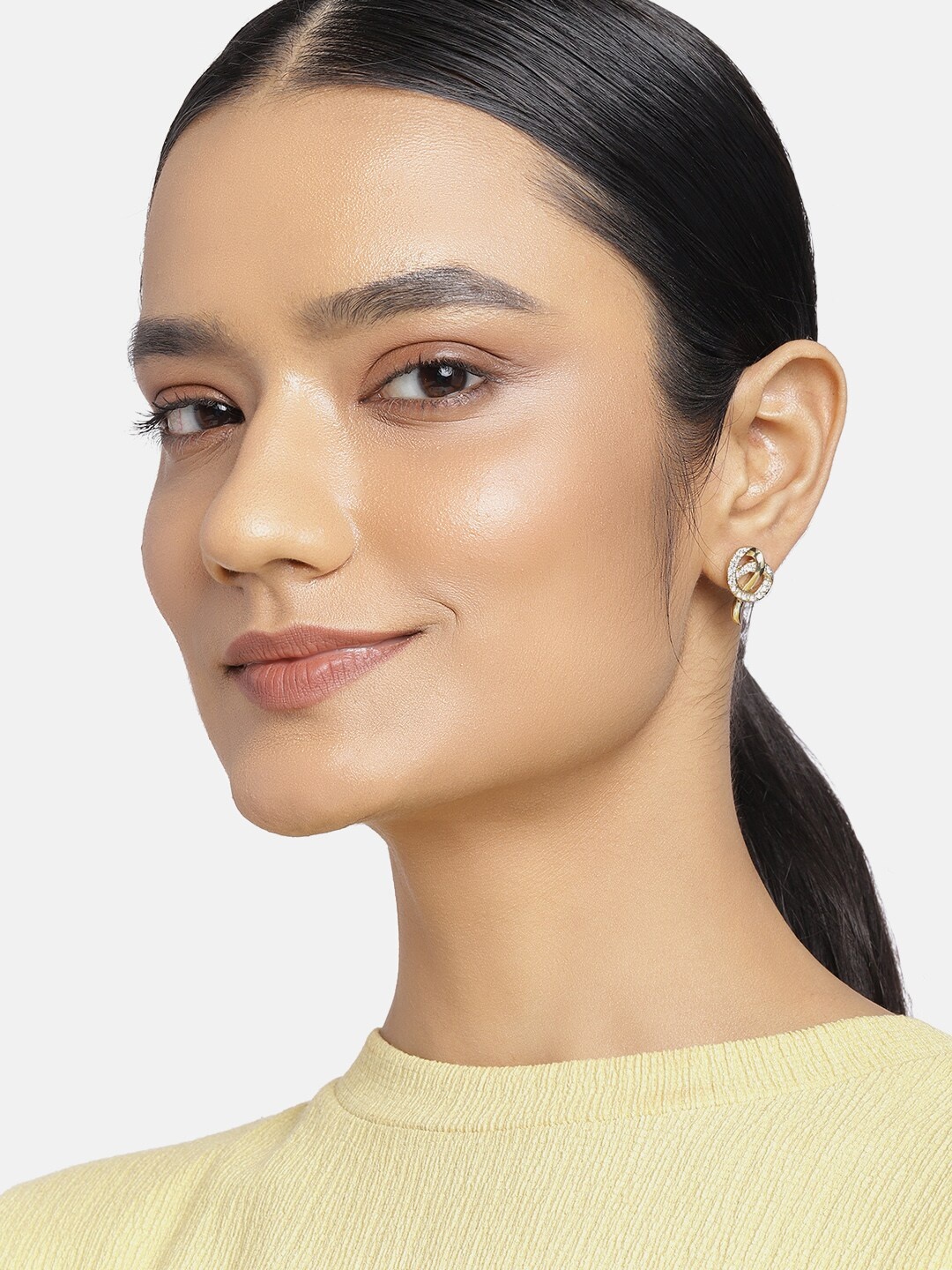 

Estele Gold-Toned & White Contemporary Studs Earrings