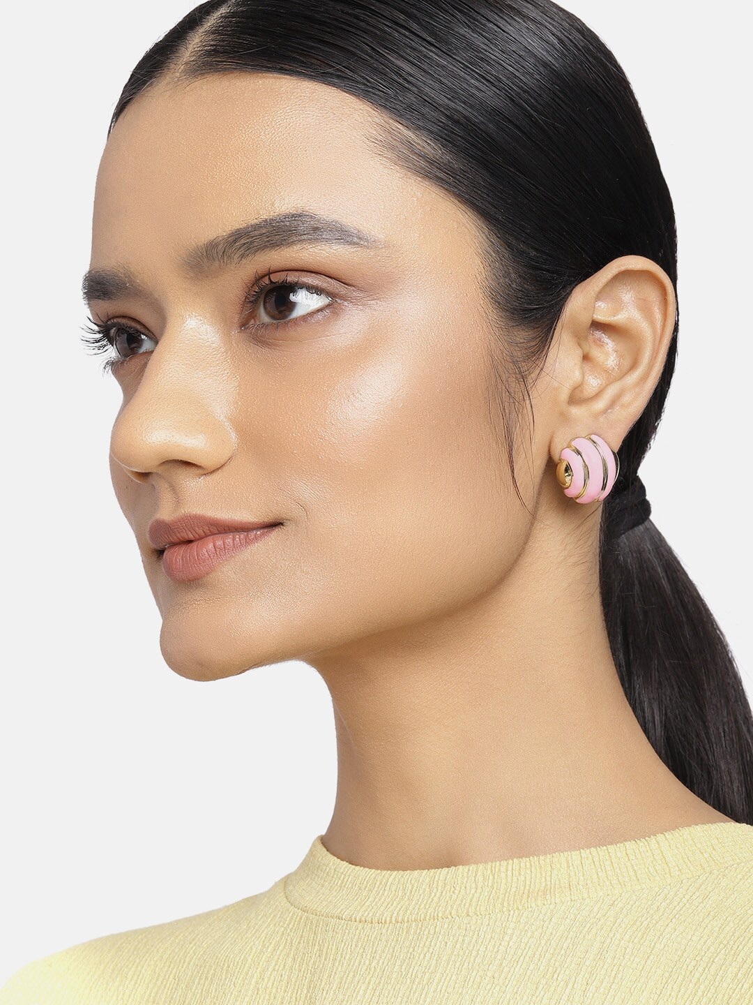 

Estele Women Gold-Toned & Pink Circular Studs Earrings