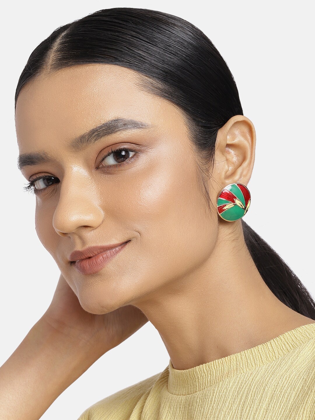 

Estele Women Green & Red Circular Studs