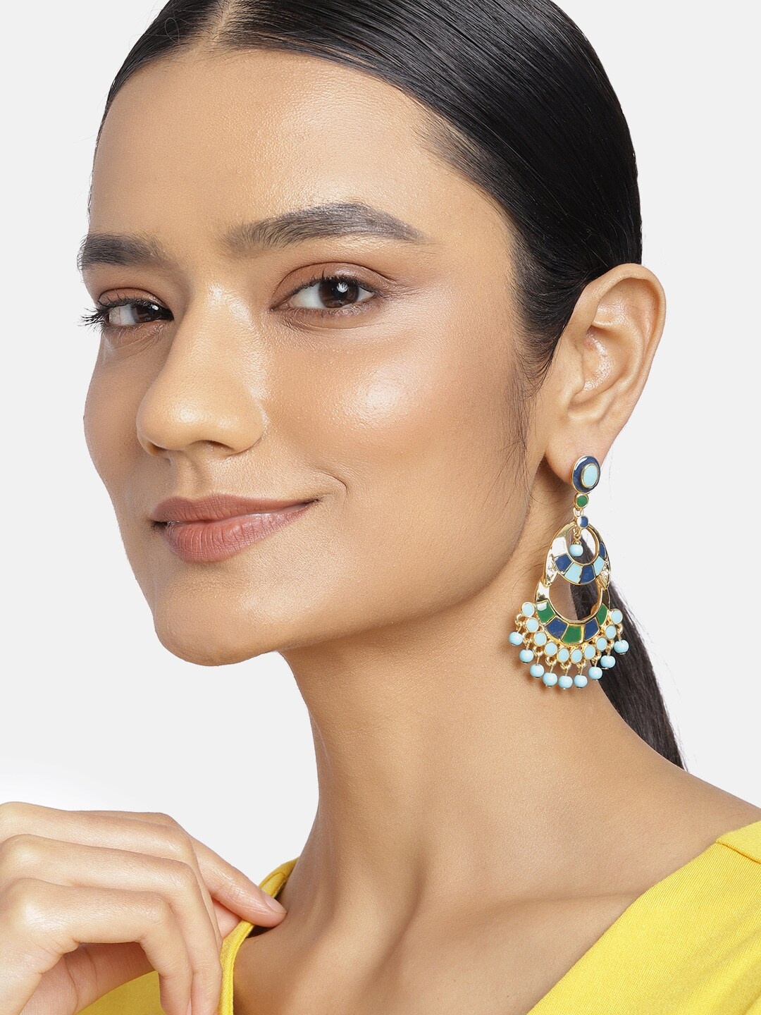 

Estele Women Gold-Toned & Blue Contemporary Drop Earrings
