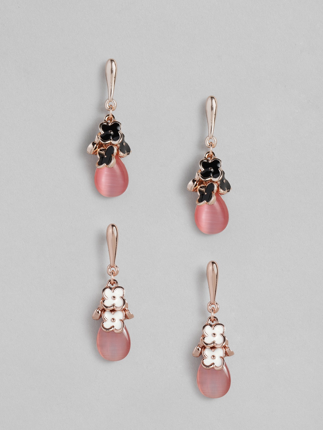 

Estele Women Gold-Toned & Pink Contemporary Drop Earrings