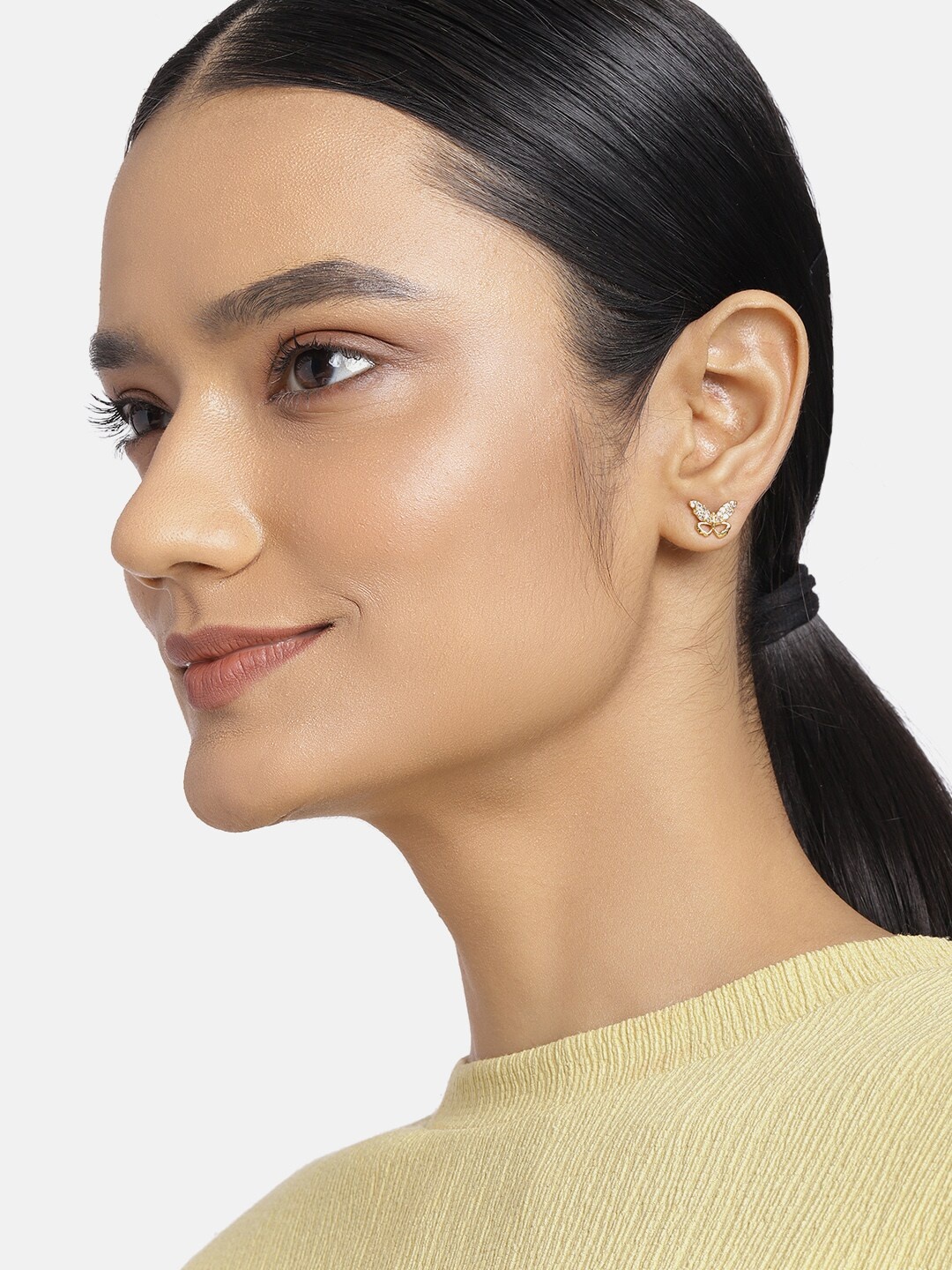 

Estele Gold-Toned & White Contemporary Studs Earrings