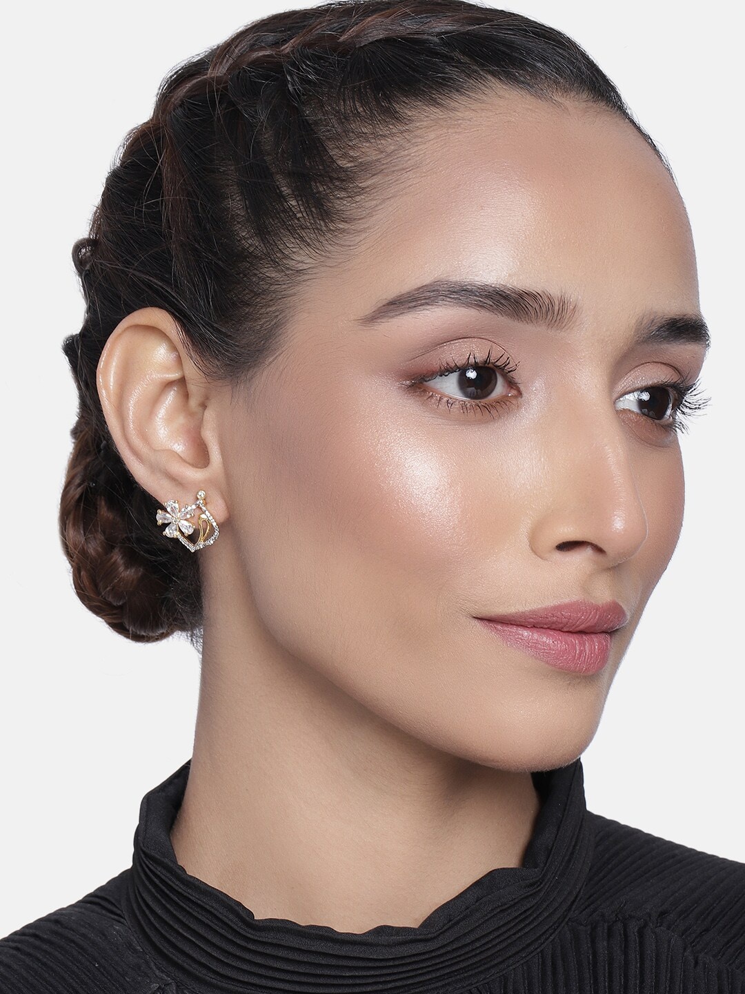 

Estele Women Gold-Toned & White Floral Studs