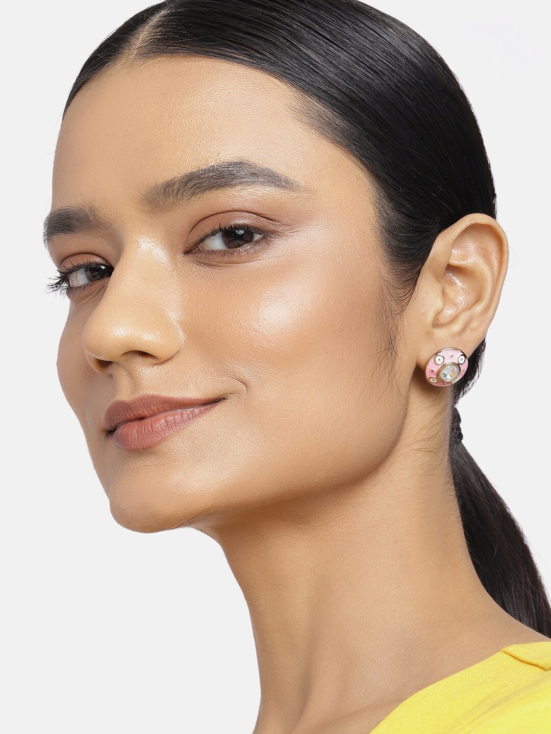 

Estele Women Gold-Toned & Pink Circular Studs
