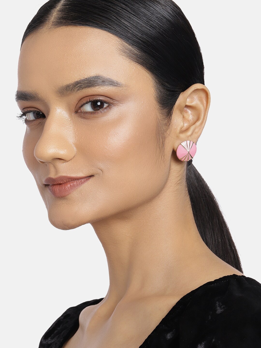 

Estele Women Gold-Toned & Pink Circular Studs
