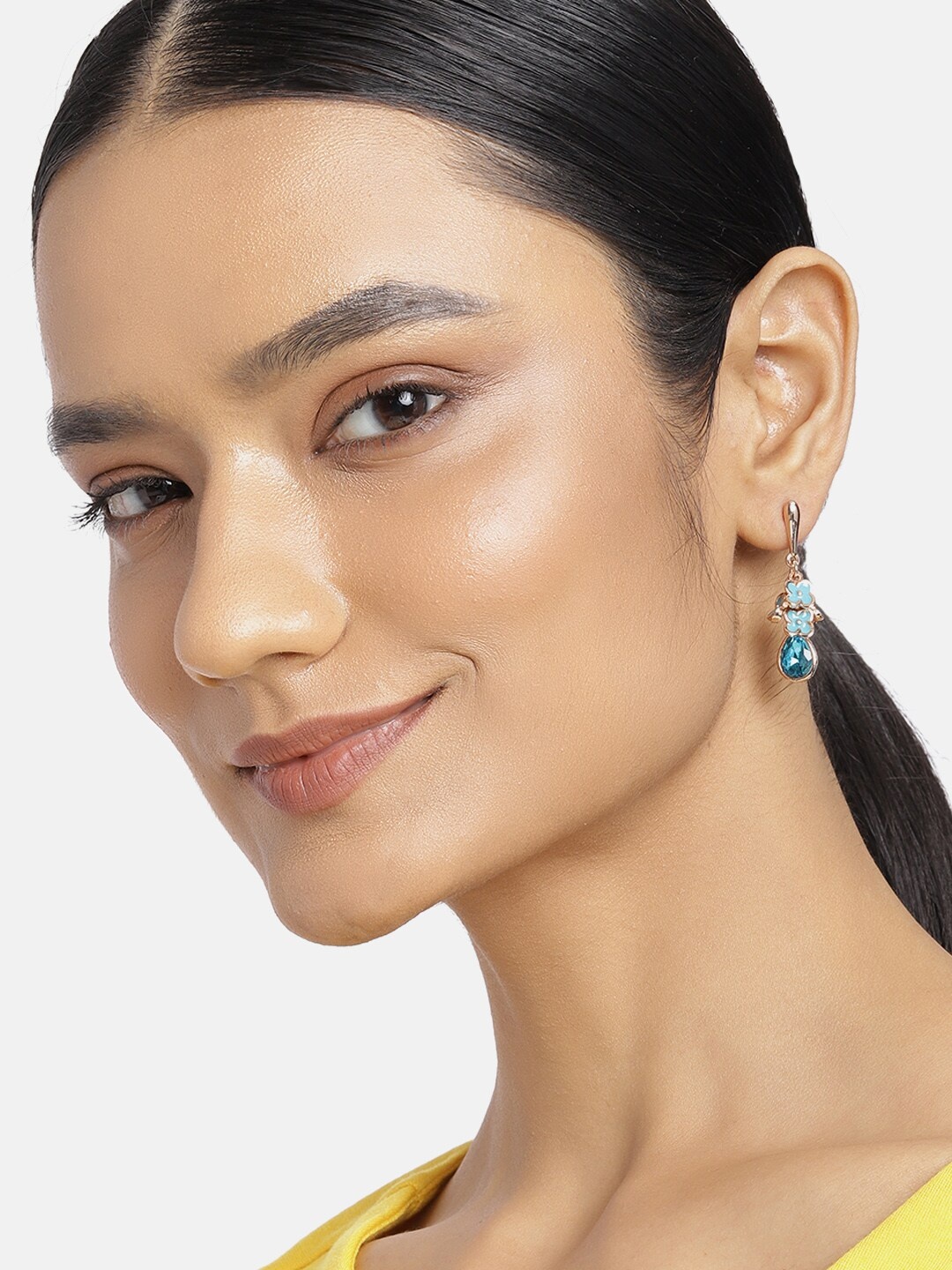 

Estele Women Rose Gold & Blue Contemporary Drop Earrings