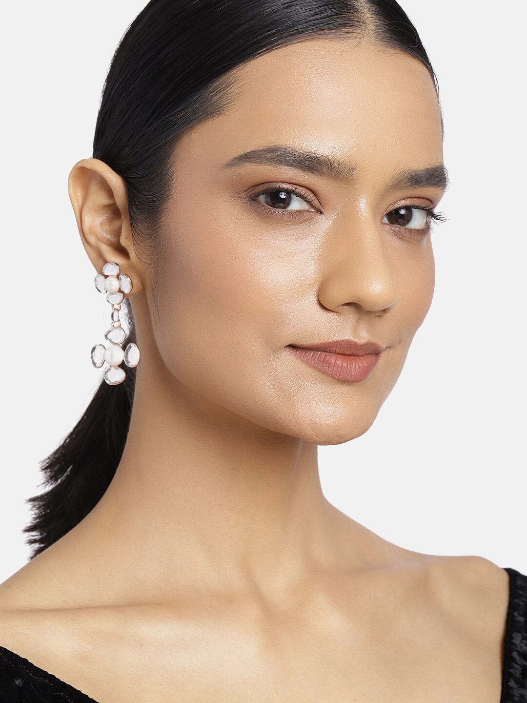 

Estele Women Rose Gold & White Contemporary Drop Earrings