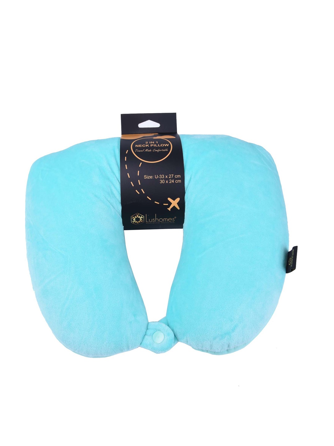 

Lushomes Turquoise Blue Solid 2 In 1 Travel Pillow