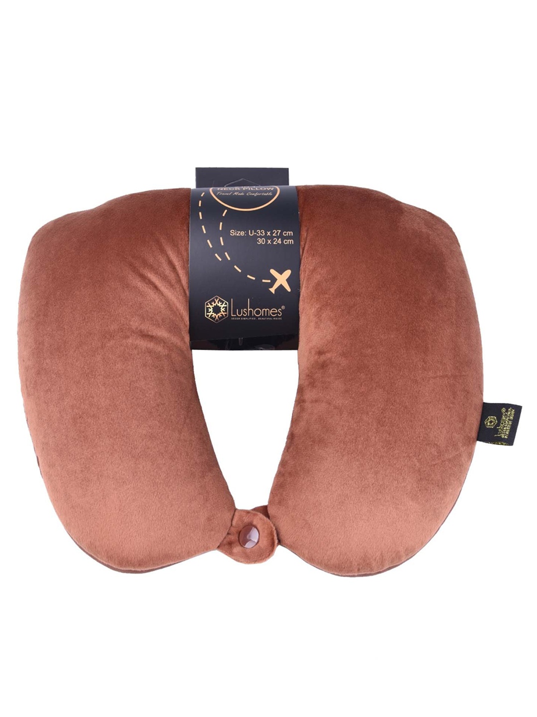 

Lushomes Brown Solid Velvet Travel Neck Pillow