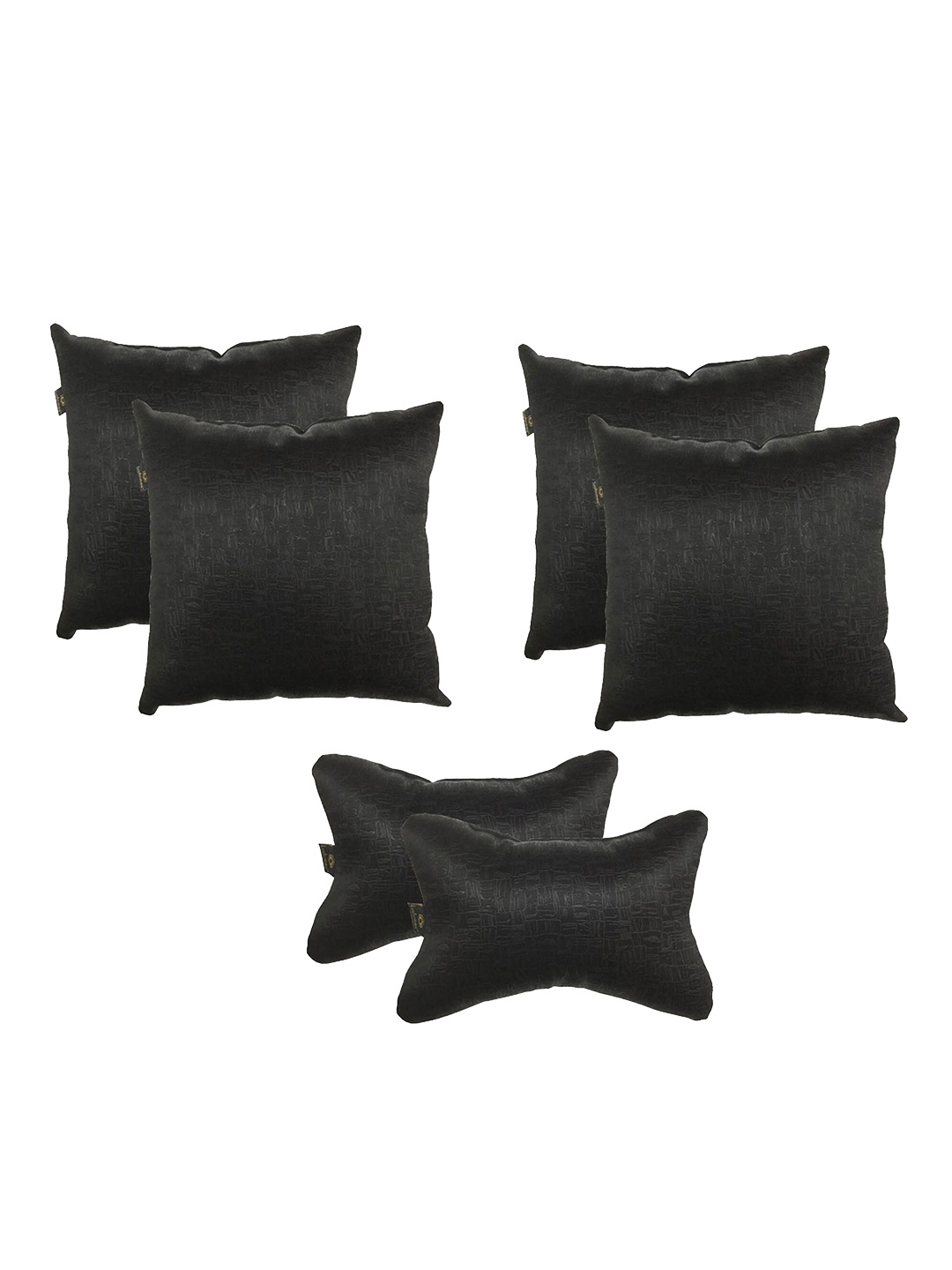 

Lushomes Black Set of 6 Textured Car & Neck Pillows