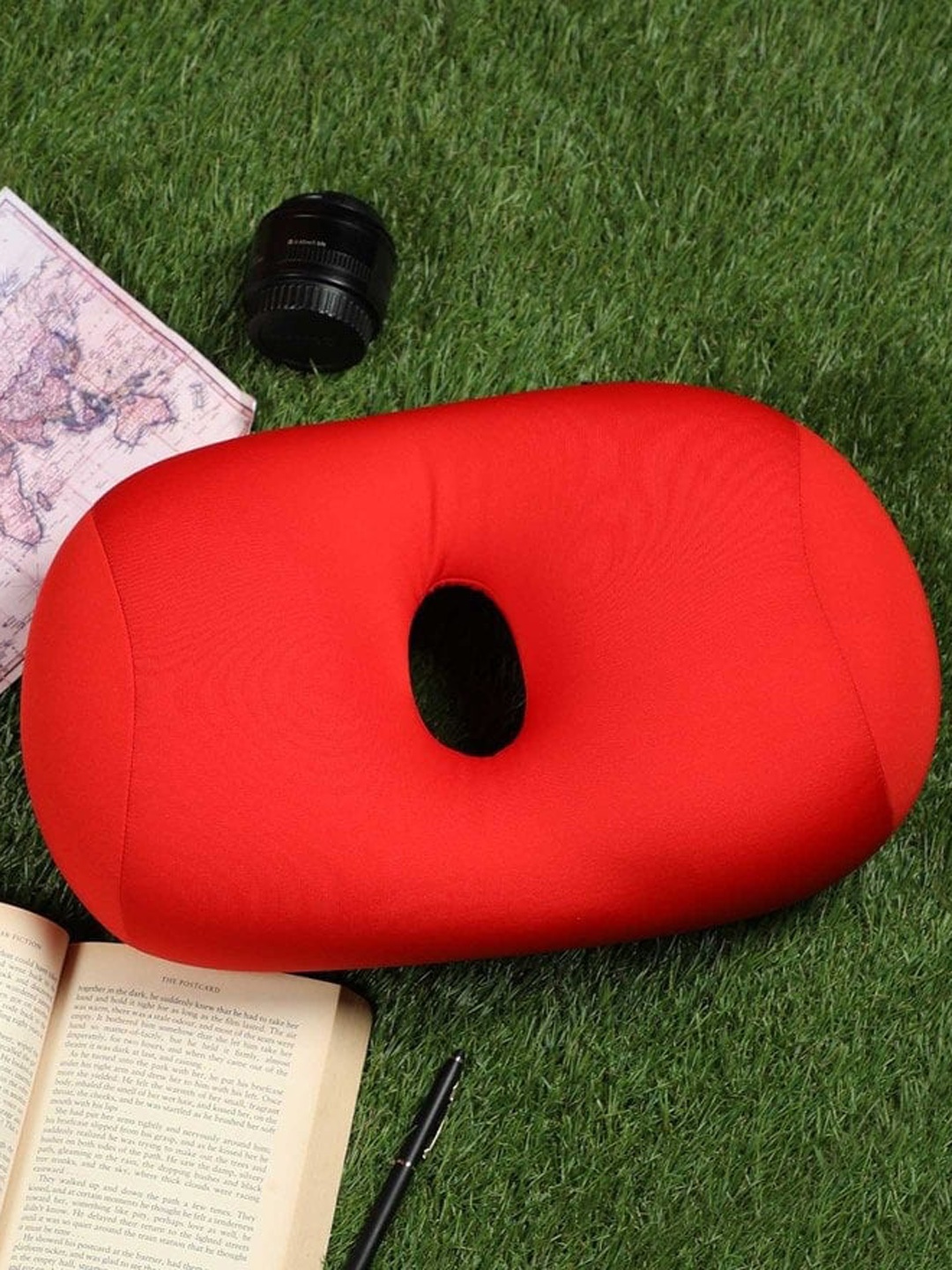 

Lushomes Red Microbeads Bolster Nap Travel Pillow