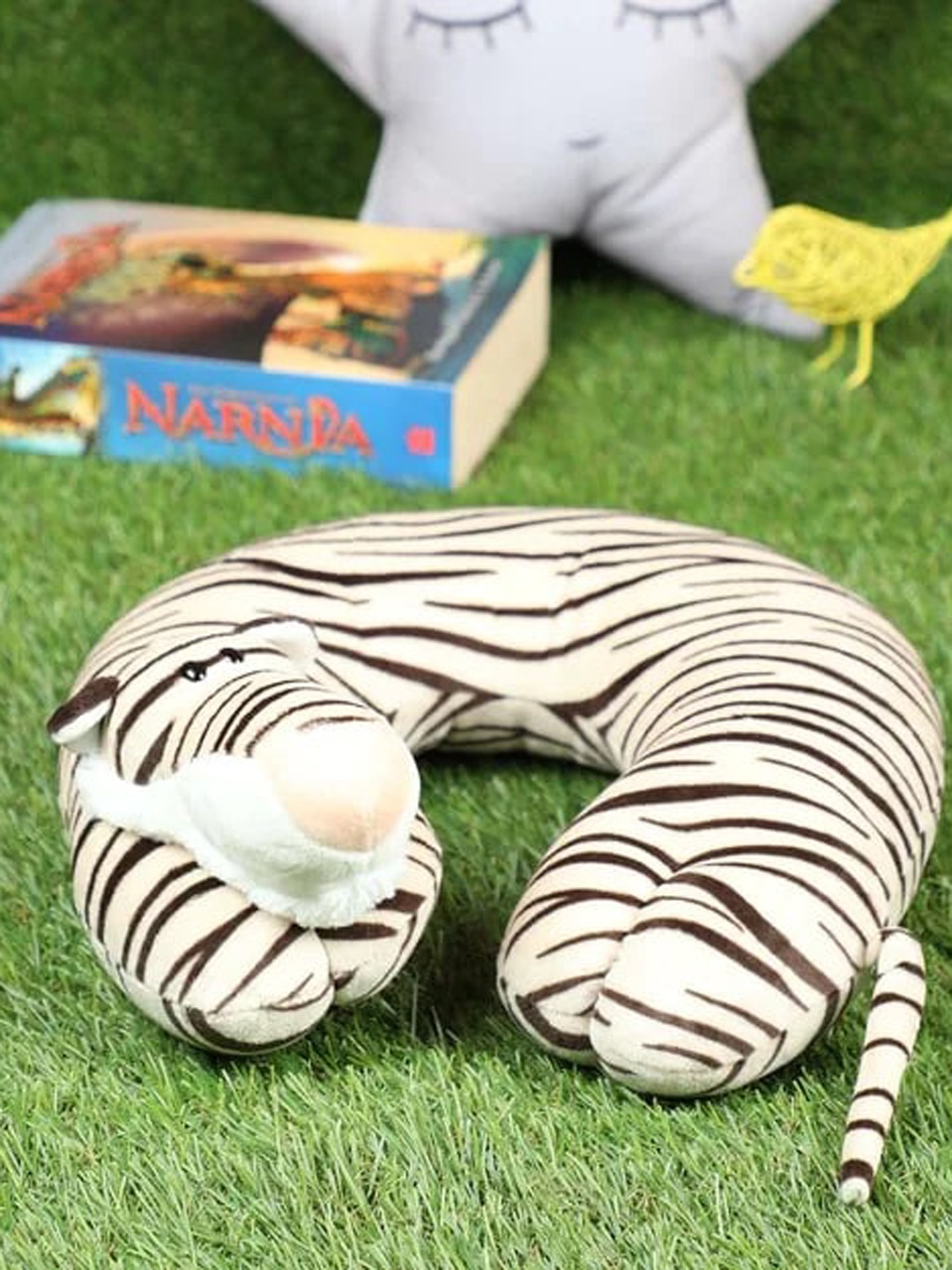 

Lushomes Off-White & Black Printed Foam Travel Pillow for Neck Rest & Support