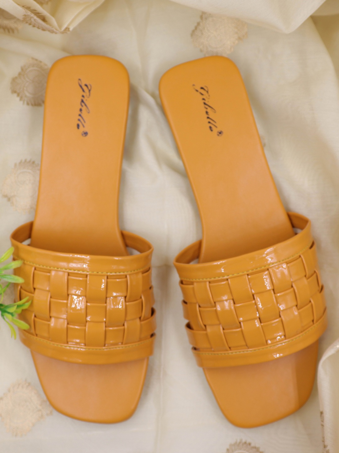 

Gibelle Women Yellow Textured Open Toe Flats