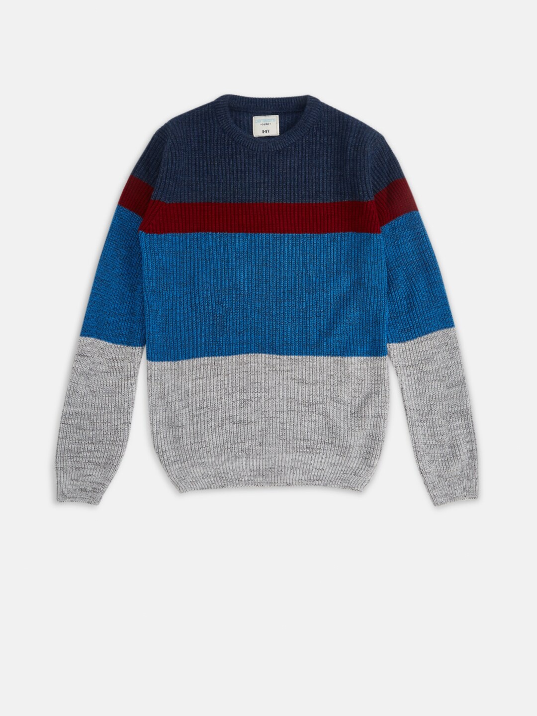 

Pantaloons Junior Boys Blue & Grey Colourblocked Pure Acrylic Pullover