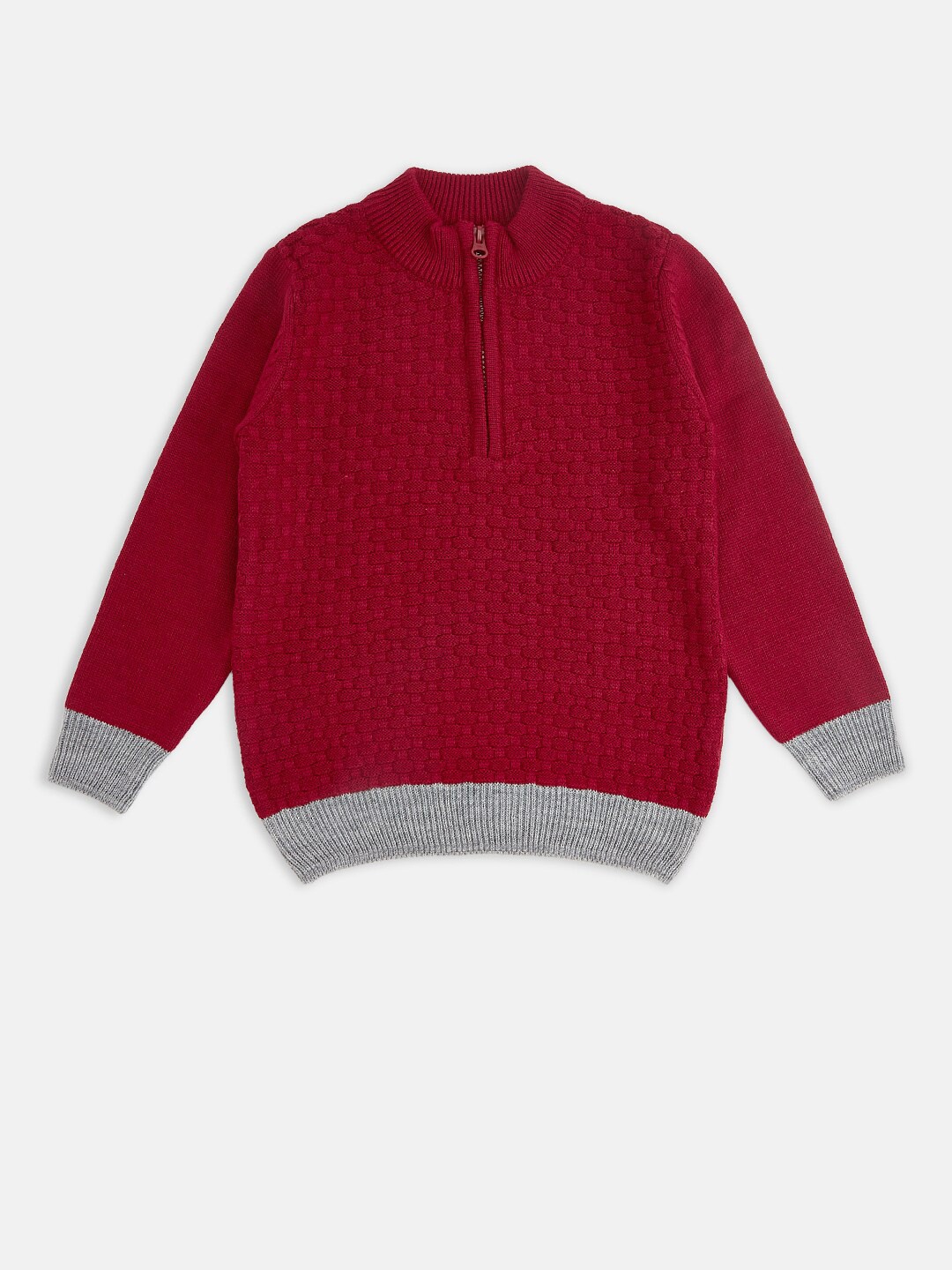 

Pantaloons Junior Boys Maroon & Grey Acrylic Pullover